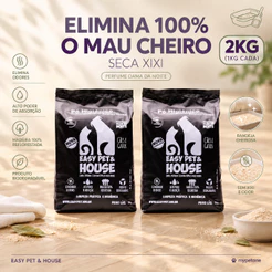 Kit 2 Pó Higiênico 1kg Dama da Noite Eliminador de Odores Seca Xixi Cães e Gatos EasyPet Limpeza Fácil Ação Bactericida
