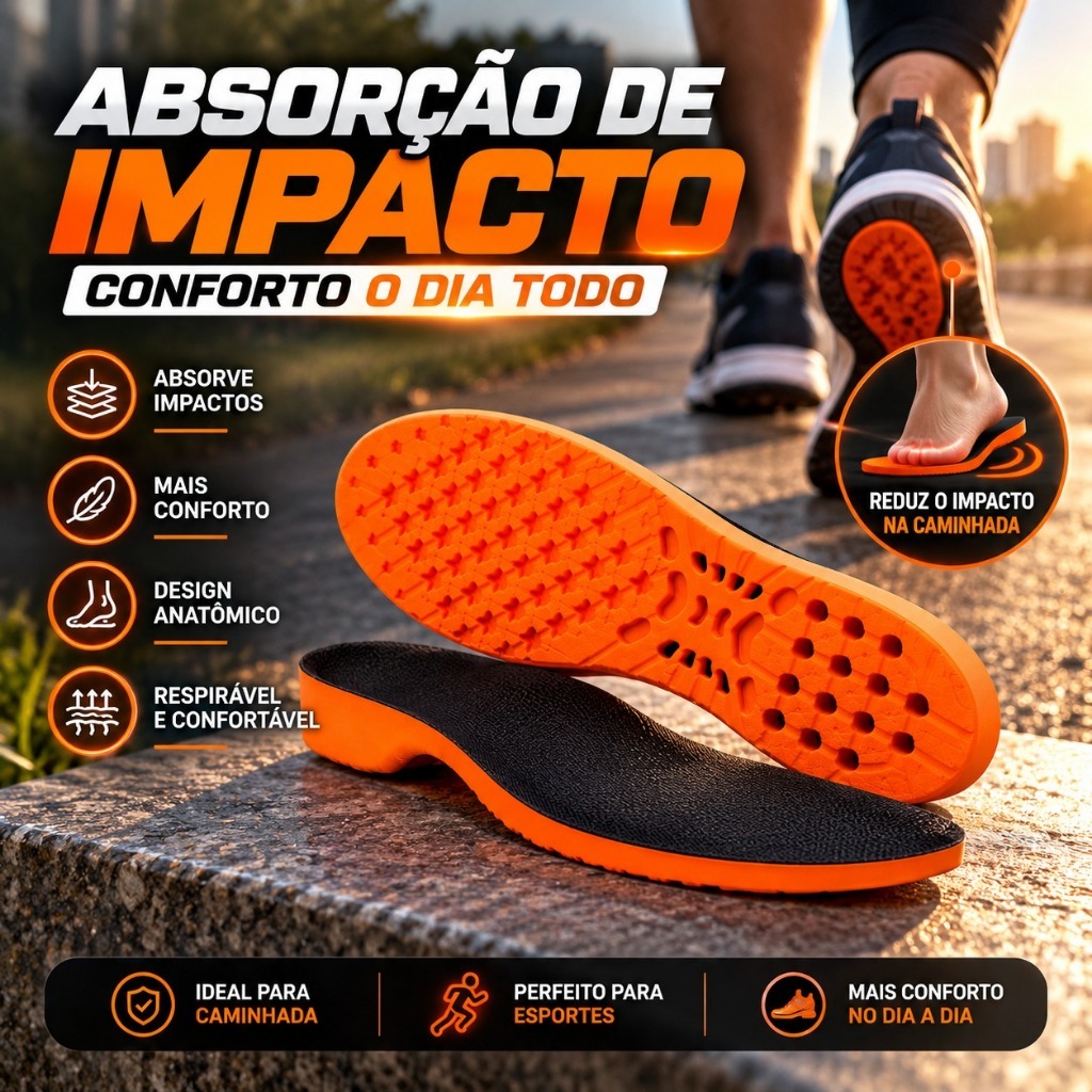 Palmilha De Gel Ortopédica Macia Coturno Bota Anatômica Confortável Absorção de Impacto Trabalho