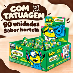 Chiclete Minions Hortelã C/90 Unidades Buzzy Riclan