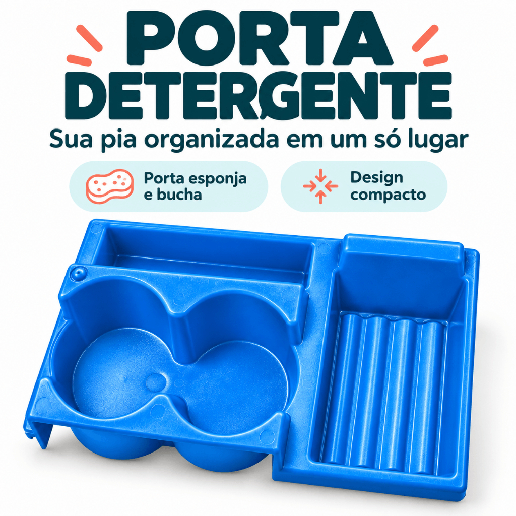 Porta Detergente com Porta Esponja Bucha Organizador de Pia Cozinha Compacto Multiuso Porta Sabão Porta Esponja