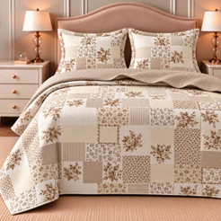 Kit Cobre Leito Colcha Casal Queen King Floral Dupla Face 3 Peças Estampada Boutis Matelado Macia
