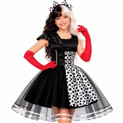 Fantasia Infantil Cruella De Vil de Luxo Halloween