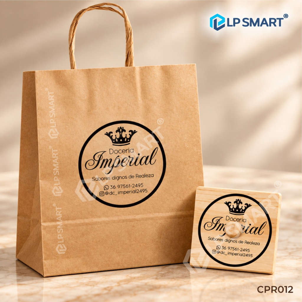 Carimbo Personalizado com Logomarca para Sacolas Kraft Caixas Embalagens Tags — imagem 2 de 2