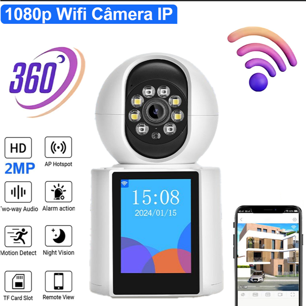 Kit 1, Câmera Segurança WiFI IP - Yoosee/iCsee Áudio Infravermelho Interno e Externo T23