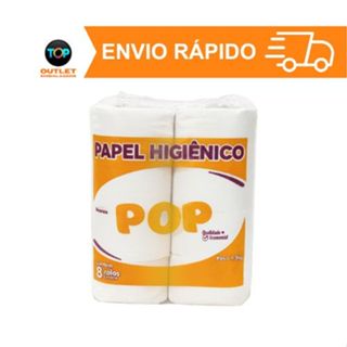 Papel Higiênico Rolão Pop Branco – Fardo com 8 Rolos, Alta Maciez e Resistência 1,3kg em Oferta na Shopee