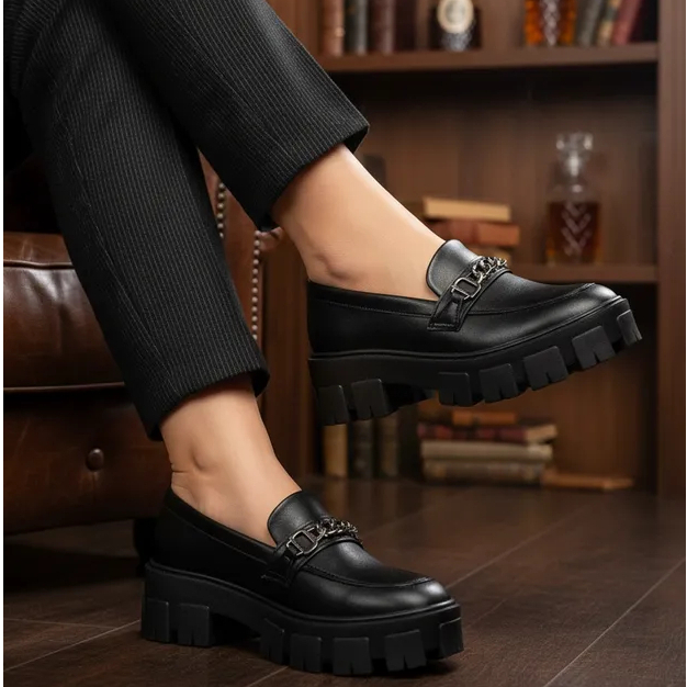 Mocassim Tratorado Preto Feminino Tenehi