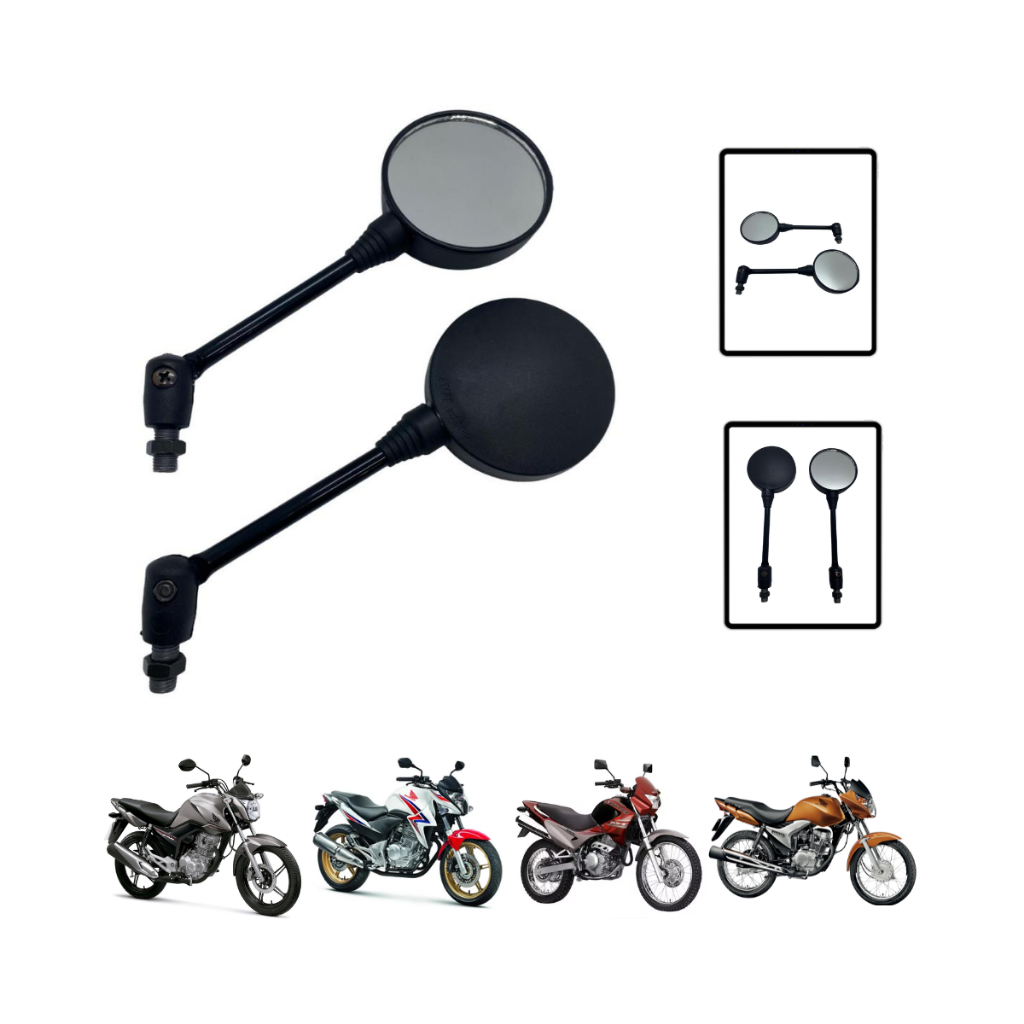 Retrovisor Mini Redondo Articulado CG Fan Titan Start Pop110 Pop100 Cbx250 Cb300 Xre300 em Oferta na Shopee