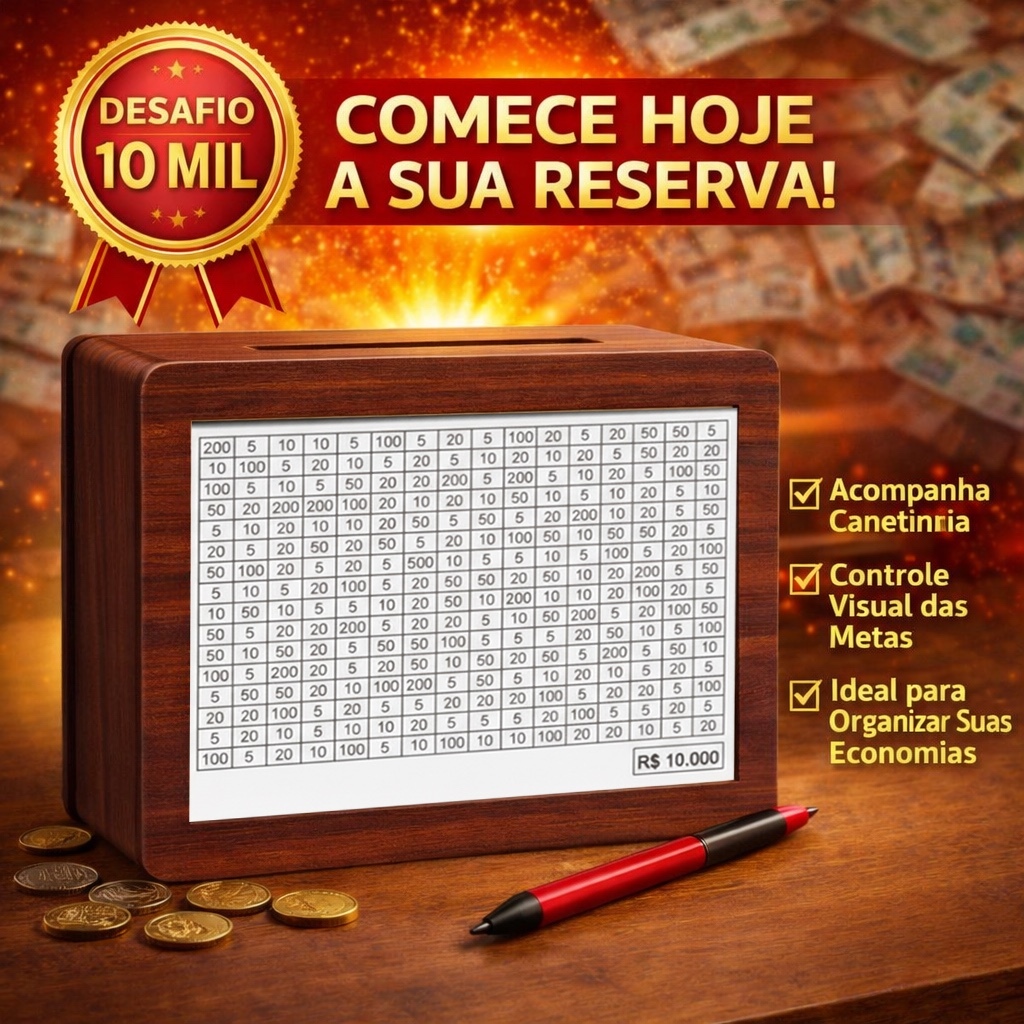 Cofre Desafio 10mil/5mil/1mil Caixa Dinheiro Moedas Madeira Método Japonês em Oferta na Shopee