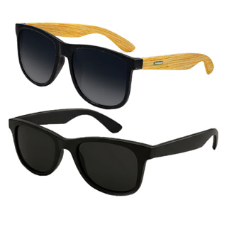 Óculos de Sol Clássico Retrô Quadrado Bambu - Proteção UV Premium em Oferta na Shopee