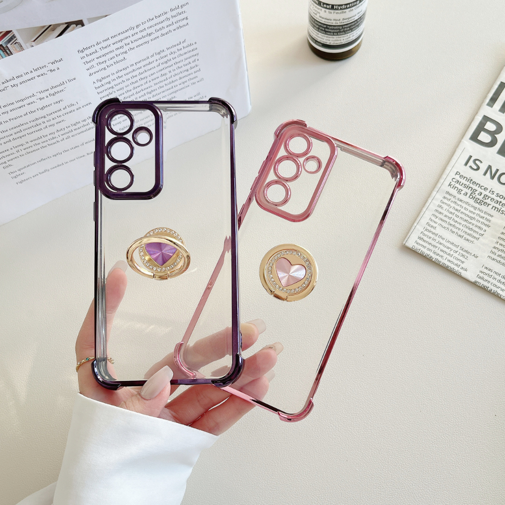 Capinha Transparente Samsung A55 A35 A25 A15 A05 A54 A34 A24 A14 A04S M55 Colorida com Anel Coração