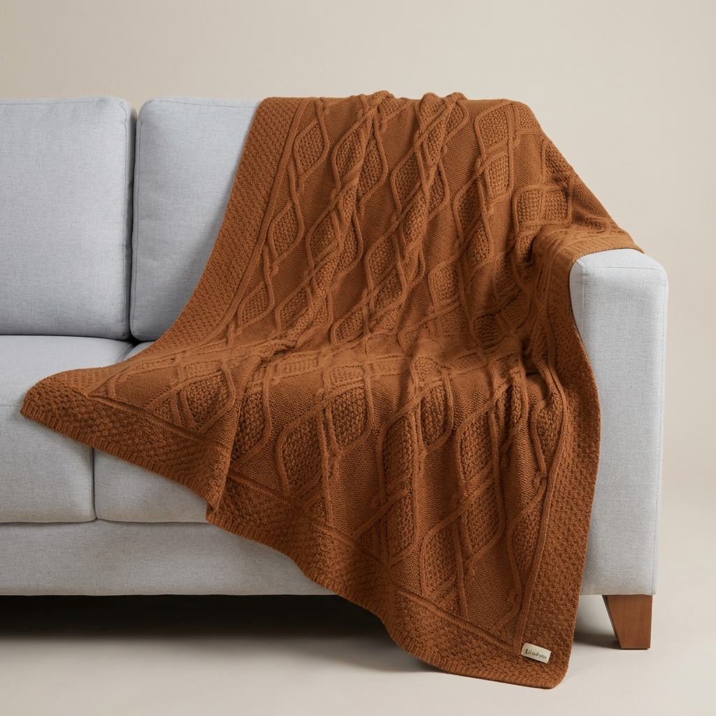 Manta de Tricô Para Sofá Poltrona Cobertor Cama 150x90cm Usufruto Decoração Sala R05