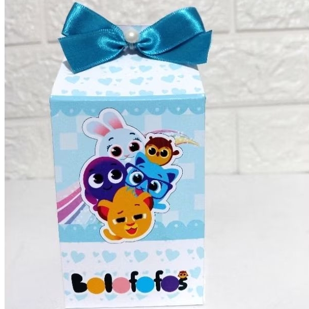 Caixinha Milk Personalizada Bolofofos Azul 10 a 40 un – Lembrancinha Festa Infantil Menino