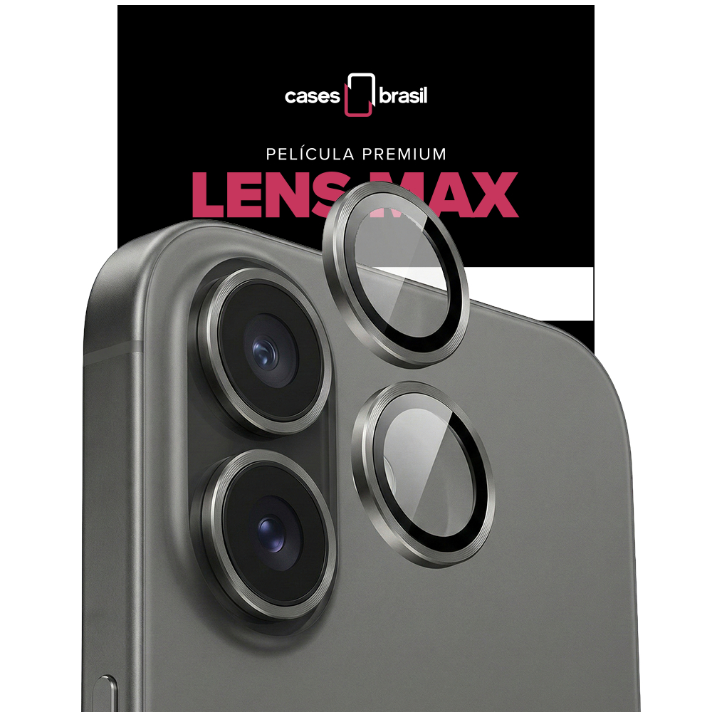 Película Protetora de Lente Câmera P/ iPhone 17 Aro Alumínio Anti Risco Preto