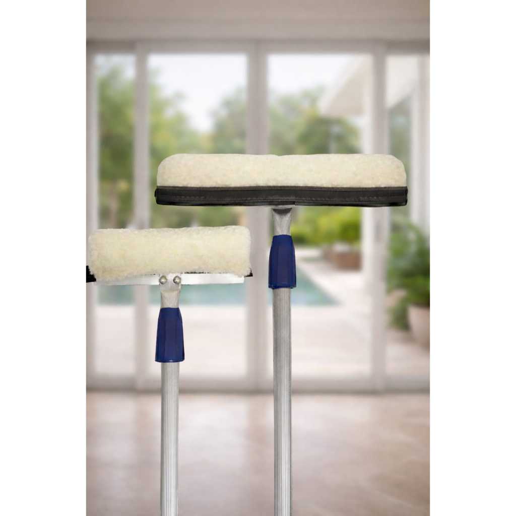 RODO LIMPA VIDRO- 45CM COM CABO ALUMINIO EXTENSOR TELESCOPIO 6 METROS em Oferta na Shopee