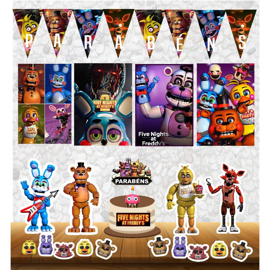 DECORAÇÃO FIVE NIGHTS AT FREDDY'S - KIT FESTA EM CASA  FIVE NIGHTS AT FREDDY'S