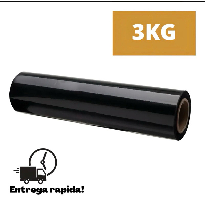 Bobina Filme Stretch Preto 50cm X 250m