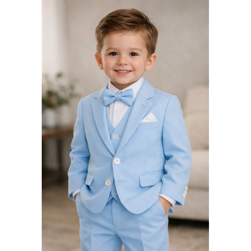 Terno Infantil Azul Bebê Com Colete Qualidade Impecável