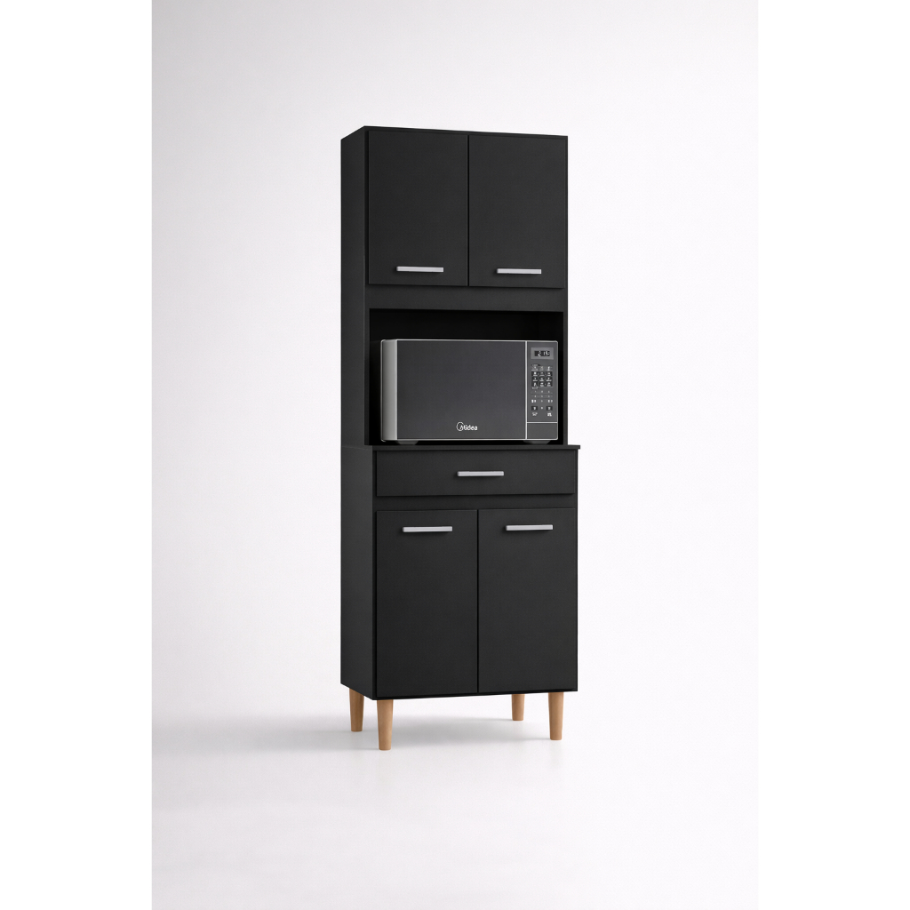 Cozinha Compacta com Balcão e Armário 4 Portas 1 Gaveta Nicho Central Design Moderno Móveis Bonatto em Oferta na Shopee