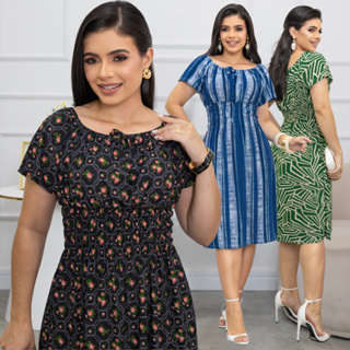 KIT 3 Vestidos Soltinho Ciganinha Liganete Estampados em Oferta na Shopee