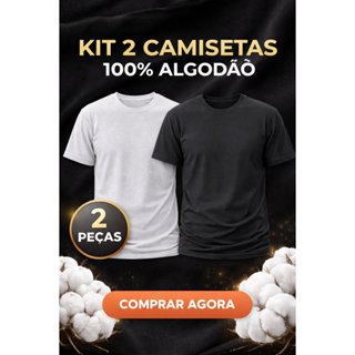 Kit 2 Camisetas Masculinas 100% Algodão Básica Lisa Confortável Premium em Oferta na Shopee
