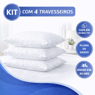 Kit Travesseiro Pluma de Ganso Confortavel e Macio Antiacaro 70x50cm em Oferta na Shopee