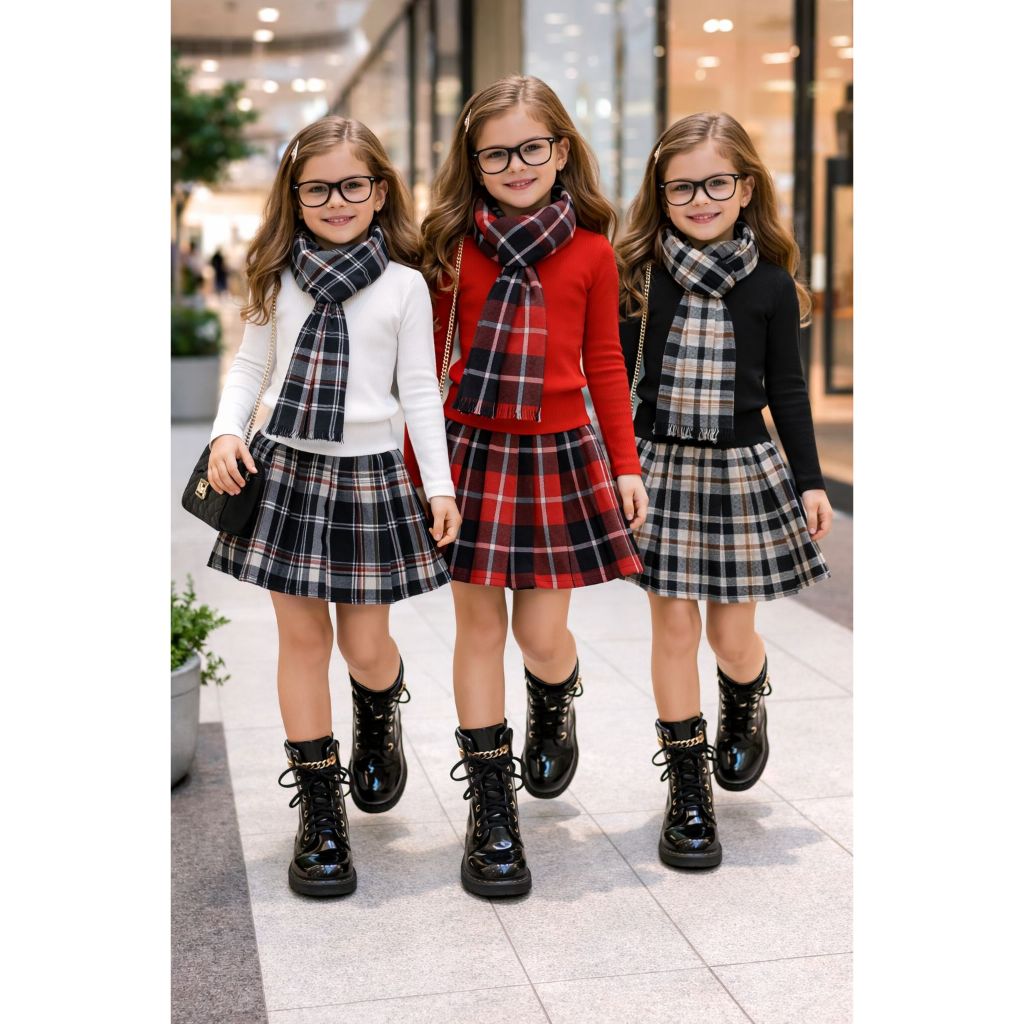 Conjunto Xadrez Infantil Inverno de menina 3 PEÇAS Junina /Julina / Agostina.