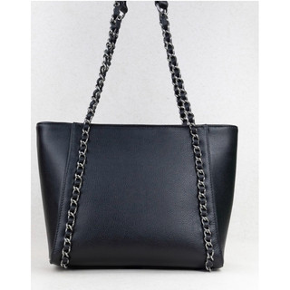 bolsa em couro legítimo preto com corrente