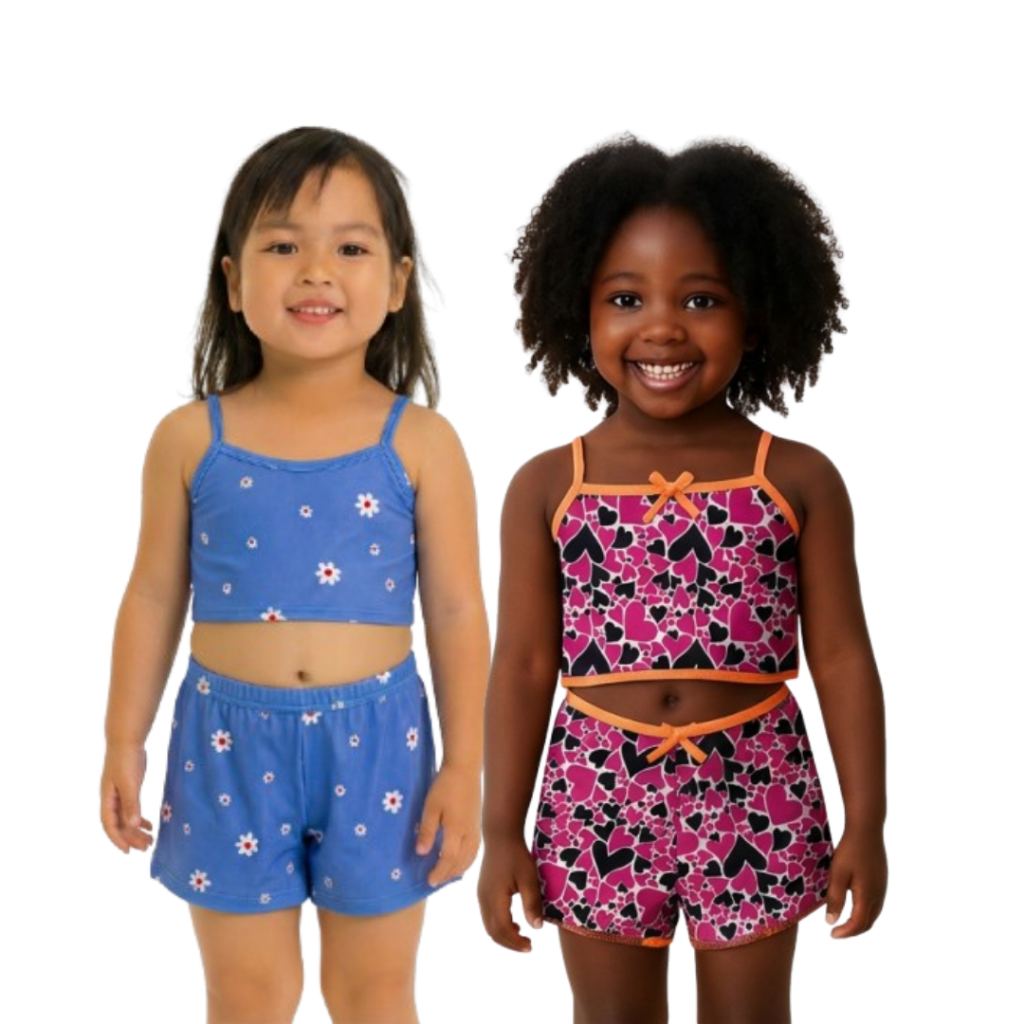 2 Pijamas Infantil Menina Baby doll de Alcinha Microfibra Estampados