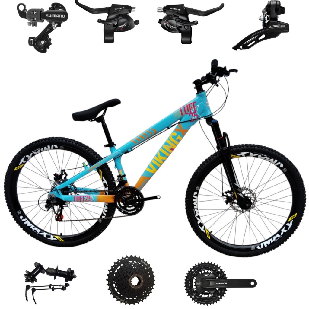 Bicicleta Viking Tuff 25 A-26 Mtb P/Grau 24 Marchas Shimano Freio a Disco