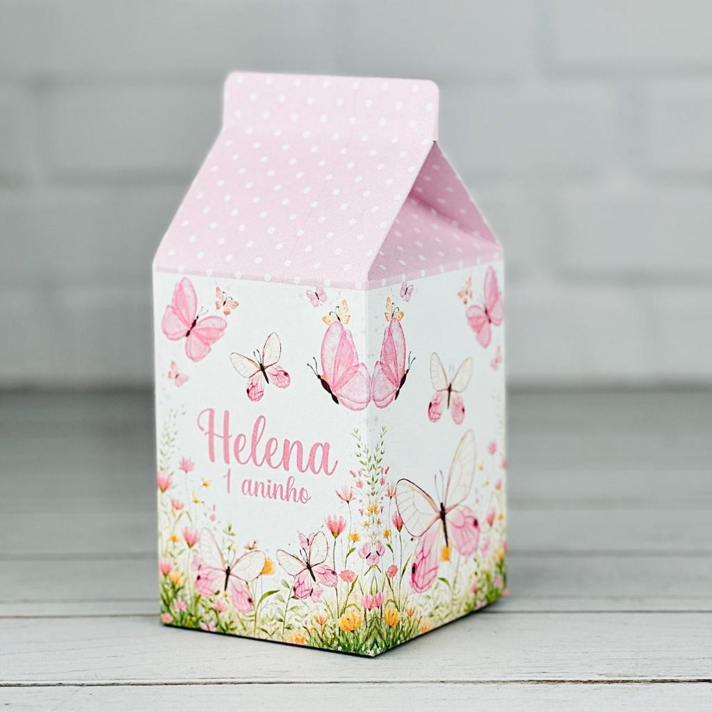 Caixinha Borboleta Rosa 2 | Caixa Milk Personalizada Com Nome | Mimos Aniversário Lembrancinhas Personalizados Kit Festa
