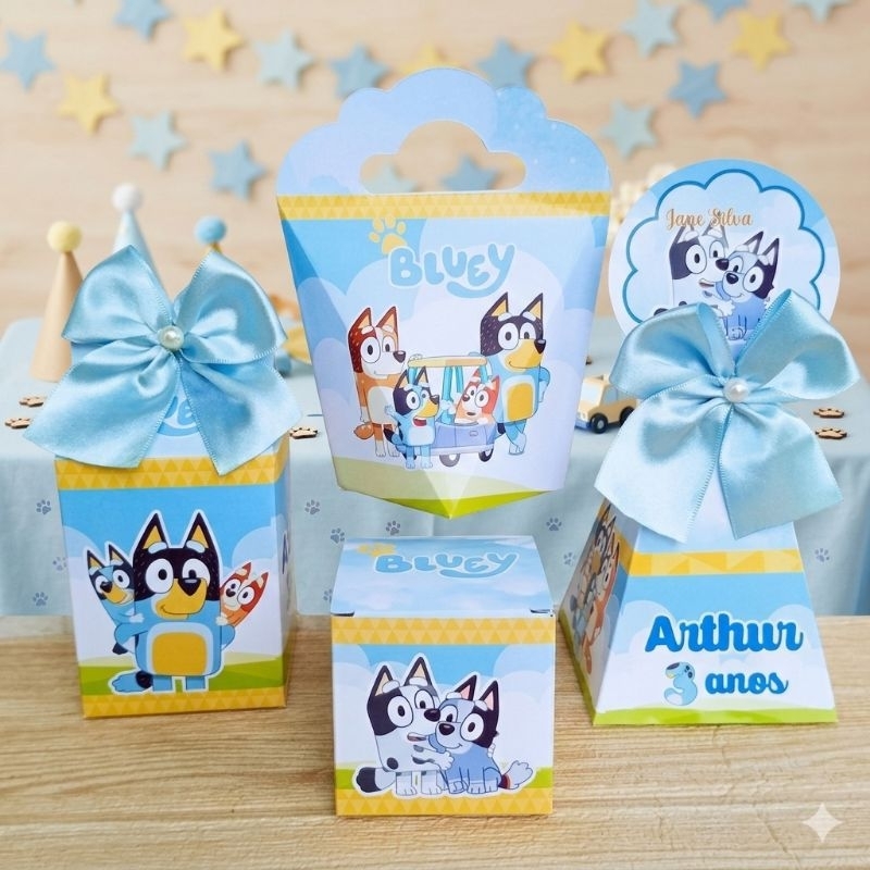 Kit Festa Bluey Azul - Personalizados - Lembrancinha - Festa - Aniversário - Decoração / PEGUE E MONTE