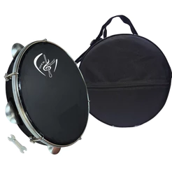 Kit Pandeiro 10" Polegadas Web Music Pele Preta + Capa Luxo