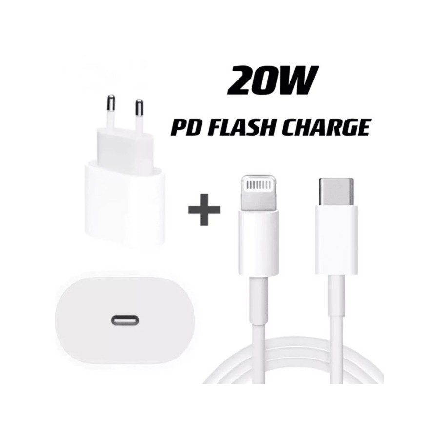 Caixinha Carregador 20W - Fonte Tomada Tipo C Turbo X Cabo Lightning para iPhones