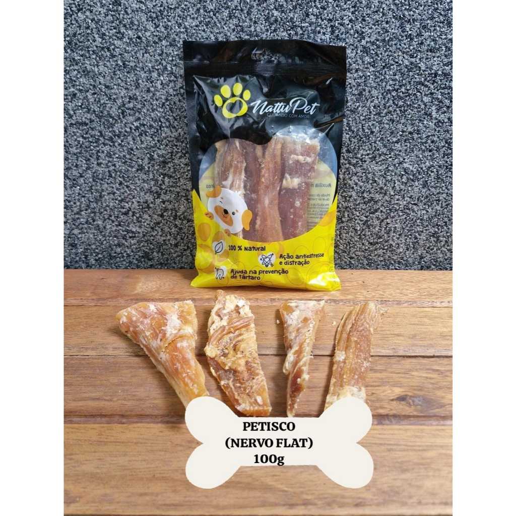PETISCO BOVINO (NERVO FLET) 100g (média) Adestramento cães snacks mastigáveis mordedores pet 100% Natural