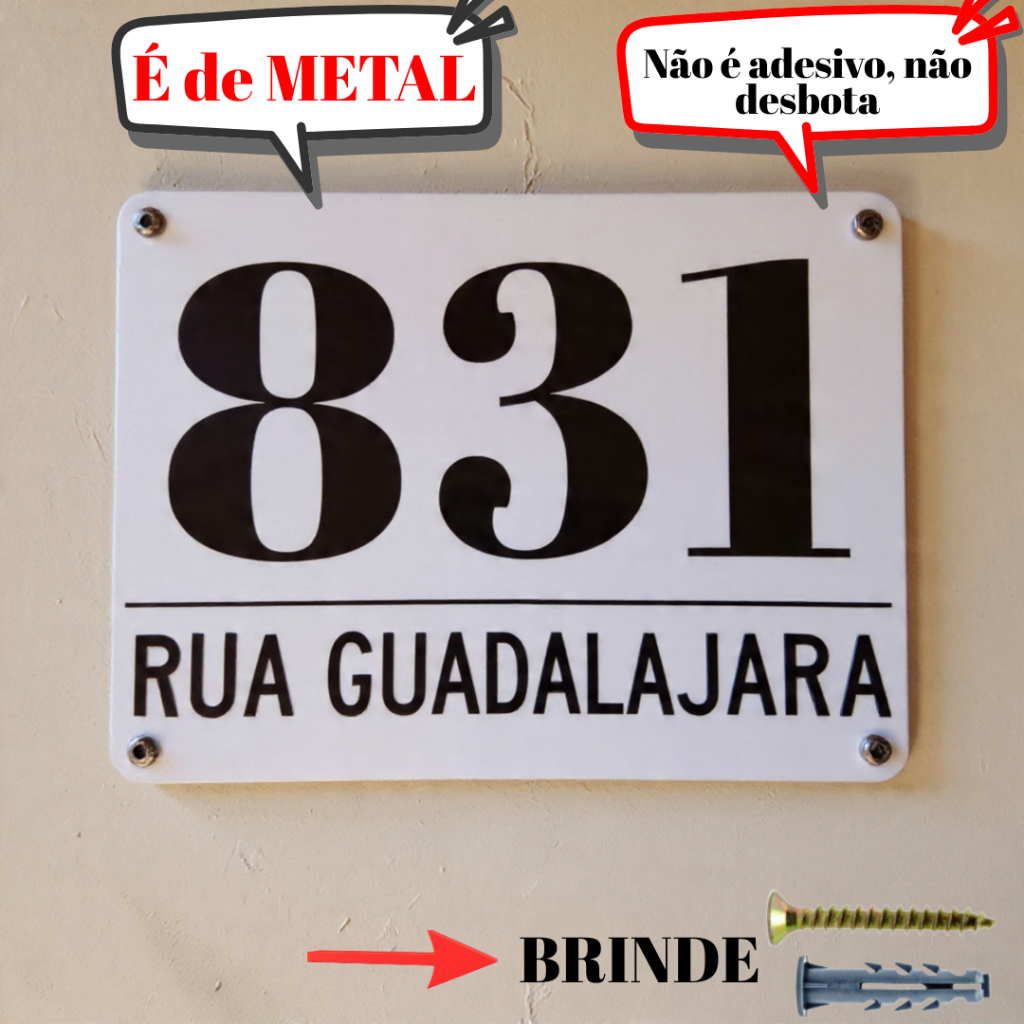 Placa Personalizada Branca com escrita preta | Casa Apartamento Empresa | Placa de Endereço