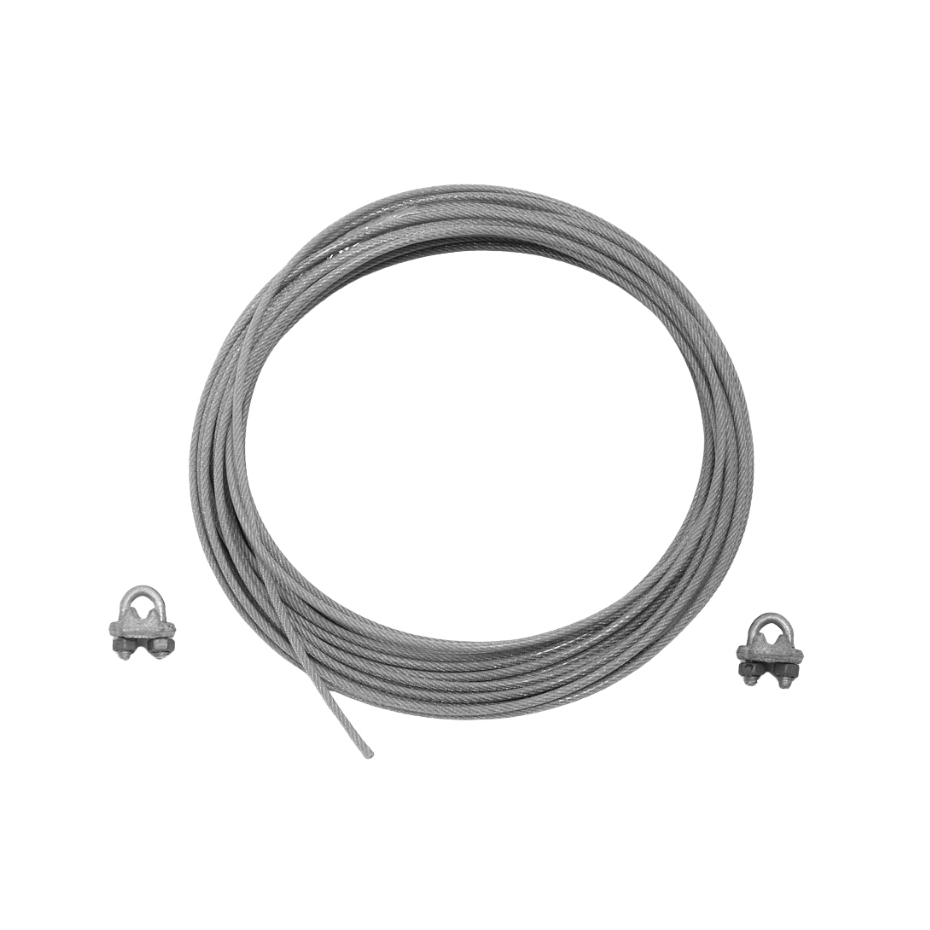 Cabo De Aço 15m 4,2mm Para Rede De Vôlei Revestido Em PVC Com 2 Presilhas