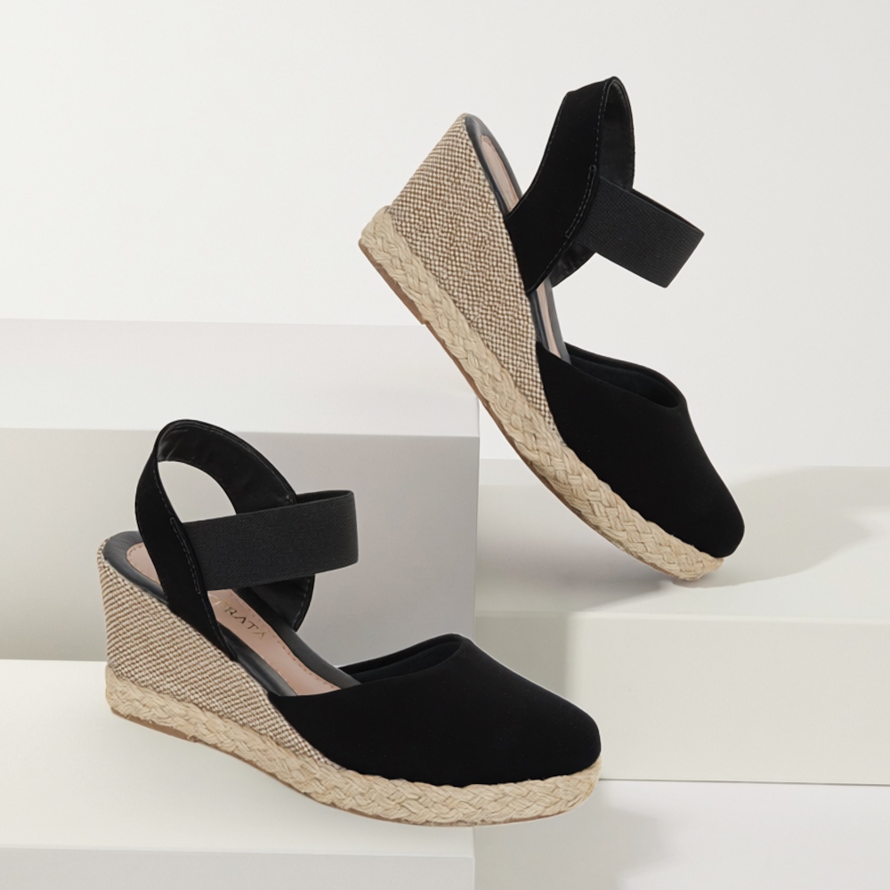 Sandália Anabela Feminina com Salto Médio e Elástico com ajuste Moda Modare Ref: 971 em Oferta na Shopee