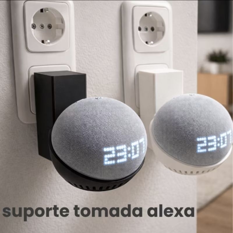 Suporte de Parede para Alexa Echo Dot 4 e 5 – Organizador Sem Furo com Encaixe Perfeito