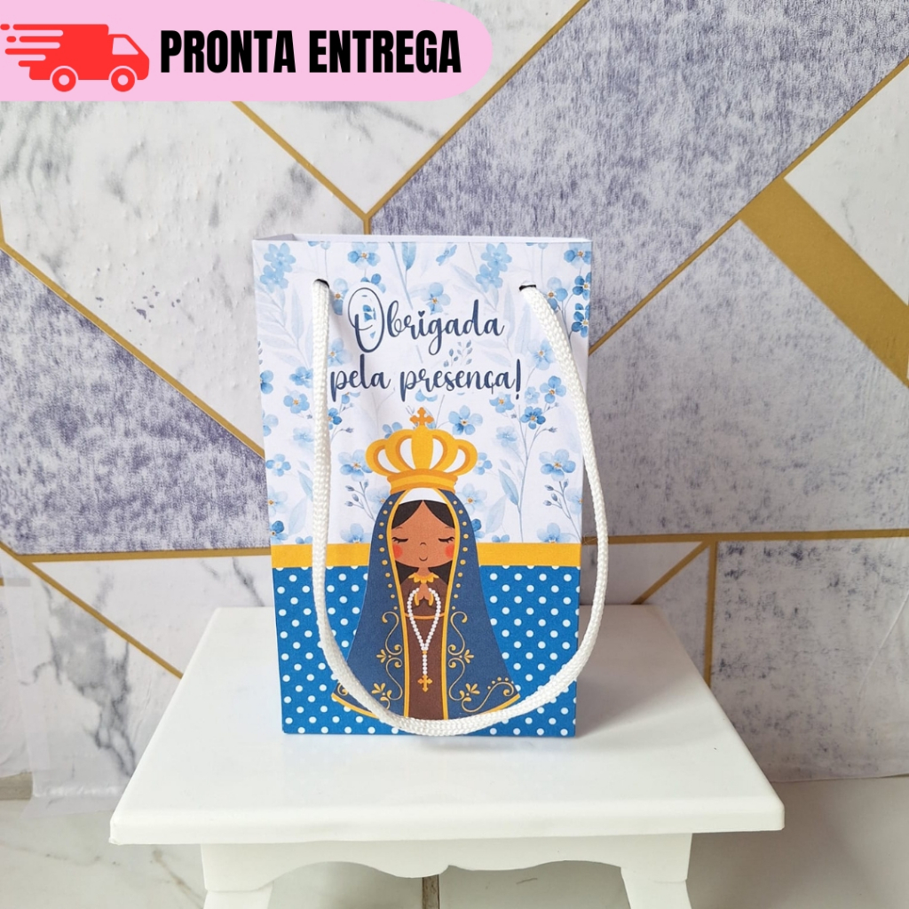 Kit 10 a 30 Sacolinhas Nossa Senhora Aparecida Personalizados Lembrancinhas Festa Infantil Aniversário PEGUE E MONTE