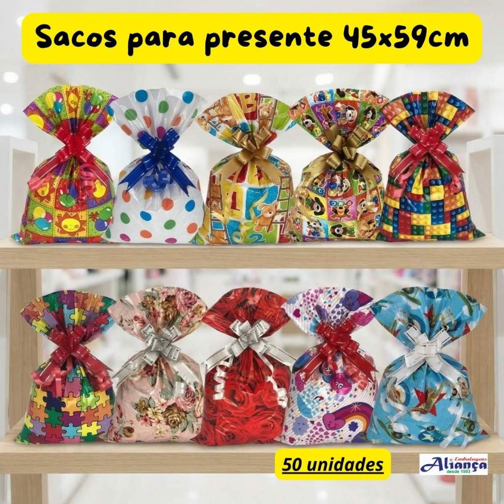 50 SacoS Pérola BOPP 45X59cm Embalagem para presente em Oferta na Shopee