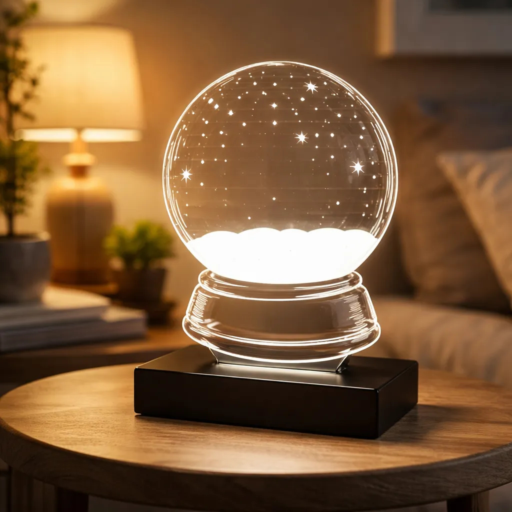 Luminária Led 3D Globo De Neve Abajur | Presente Criativo Decoração