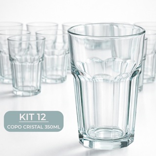 Jogo De Copos cristal Vidro 350ml Kit 3 6 9 12 Resistente Para Suco, Água, Drinks, Vitaminas Mesa Posta Casa Nova em Oferta na Shopee