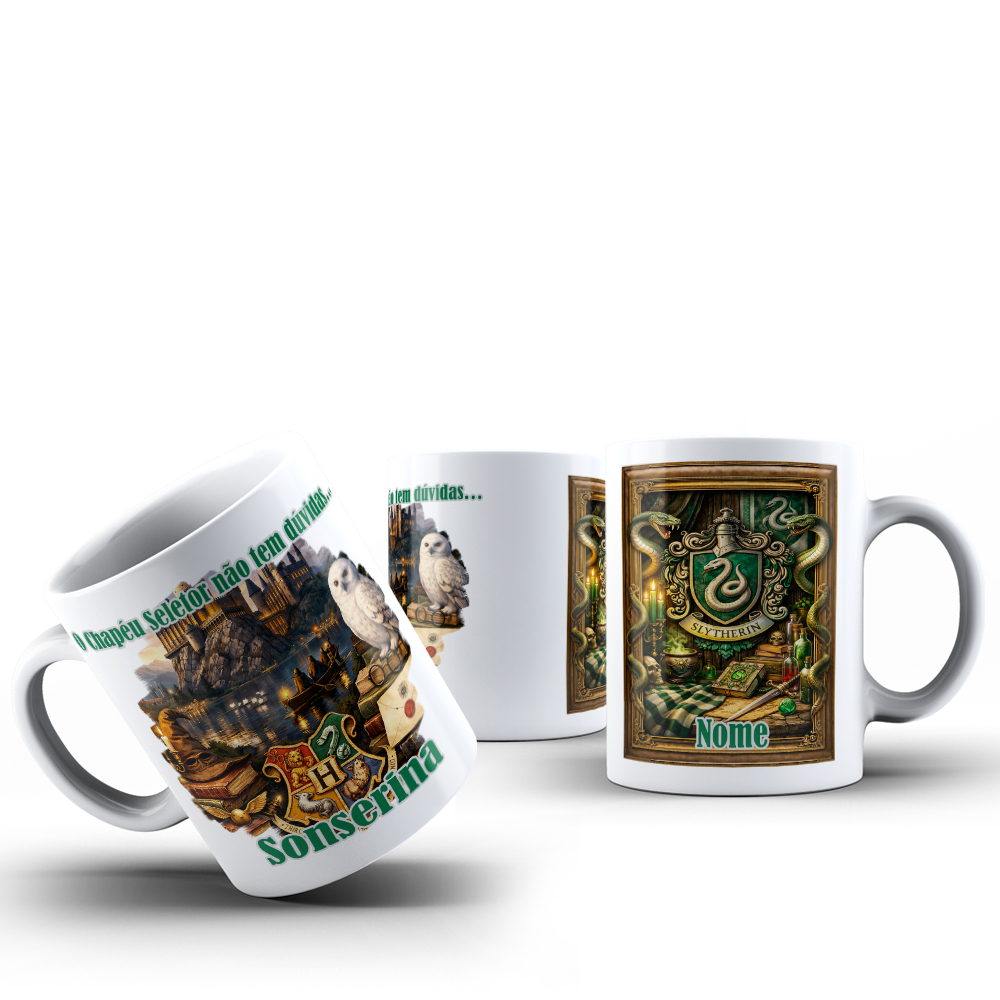 Caneca Casa Sonserina | Harry Potter Sonserina | presente criativo Harry Potter Personalizada