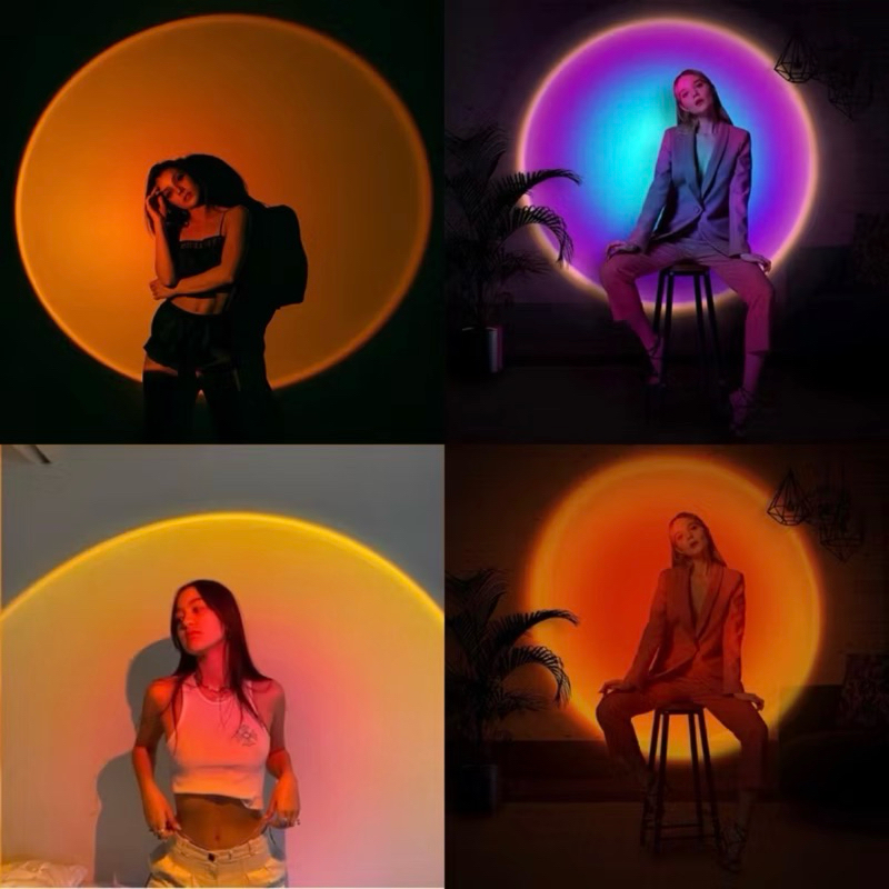 Luminária Sunset LED Projetor Pôr do Sol Quarto TikTok Decoração Premium