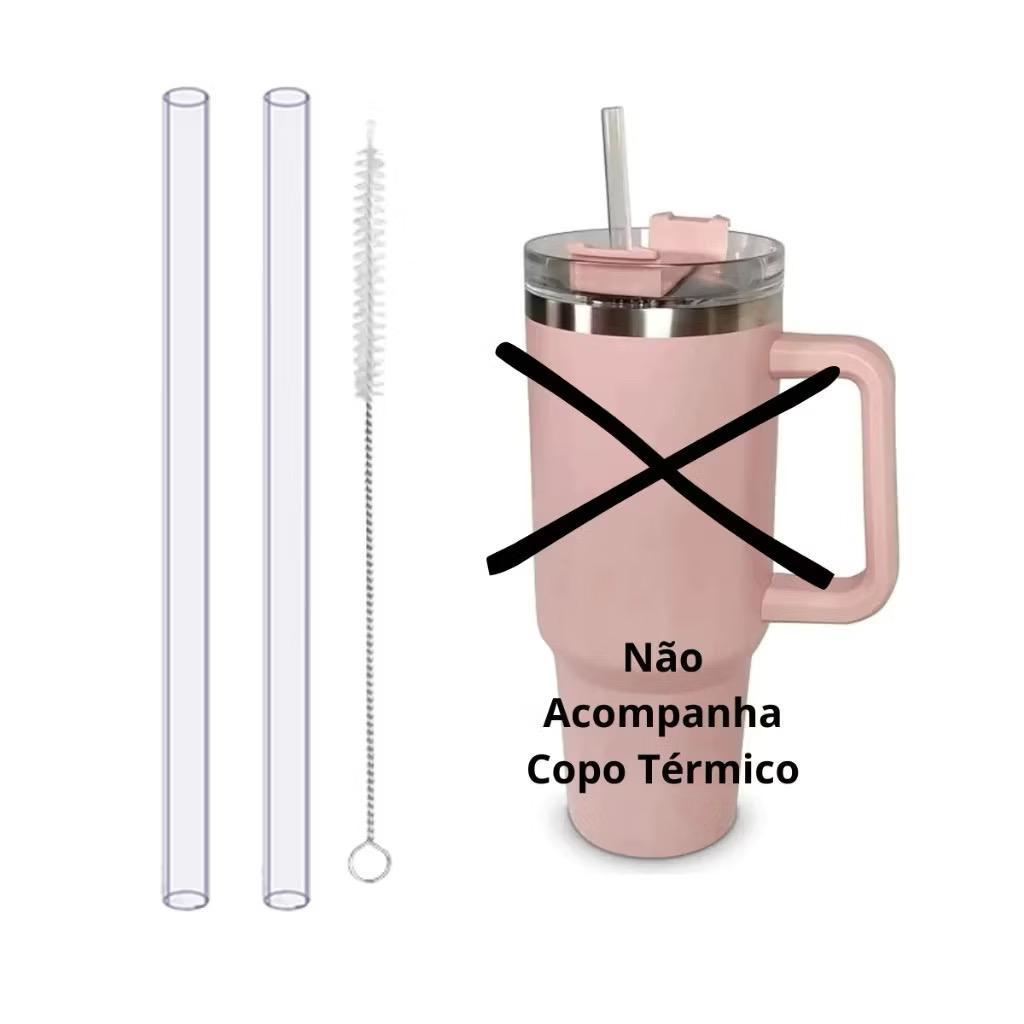 2 Canudos De Substituição + 1 Escovinha De Limpeza Reutilizável Para Copo Térmico em Oferta na Shopee