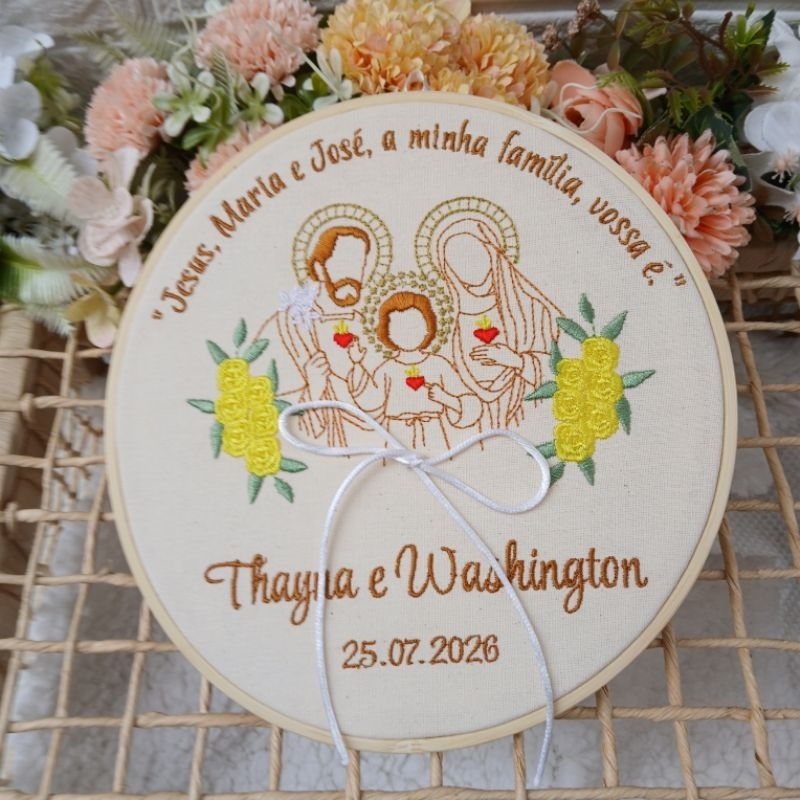 Porta Aliança Sagrada Família Casamento Personalizado