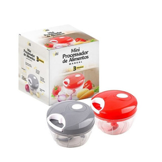 Mini Processador Manual 3 Lâminas Aço Inox | Triturador de Alho, Cebola e Legumes | Puxa Fácil e Rápido | Envio Rápido