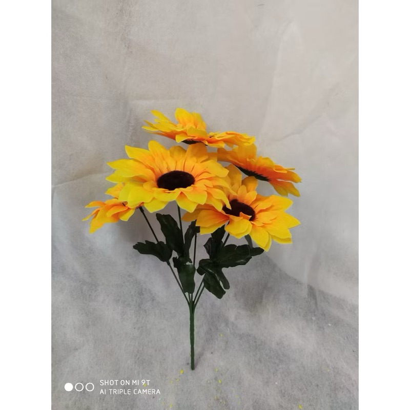 BUQUÊ DE GIRASSOL | 26CM | COM 5 FLORES | ARTIFICIAL DE ALTA QUALIDADE | PRESENTES, SURPRESAS, DECORAÇÕES, ANIVERSÁRIOS