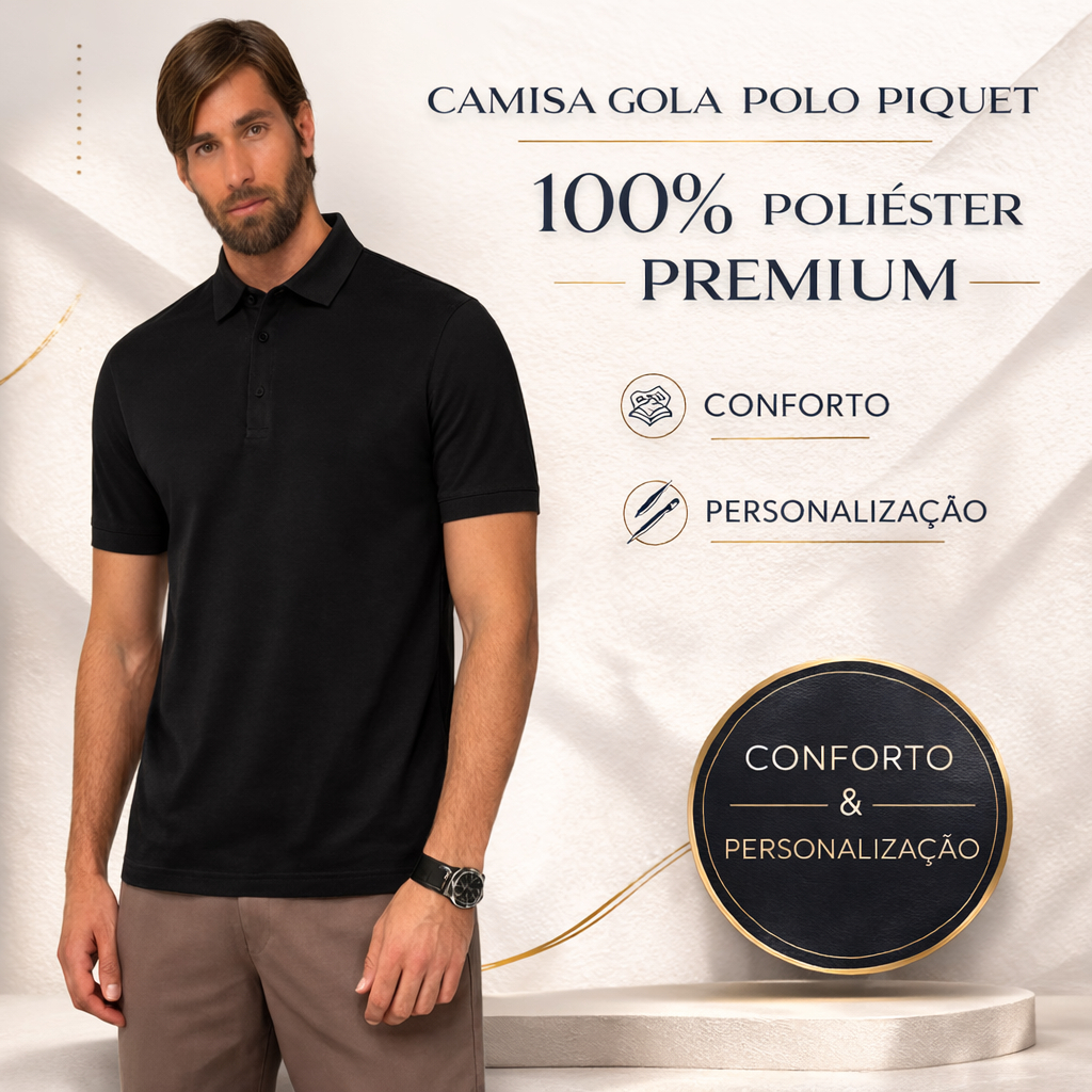 Imagem Camisa Masculina Gola Polo Piquet Poliéster