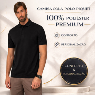 Camisa Masculina Gola Polo Piquet Poliéster Original em Oferta na Shopee